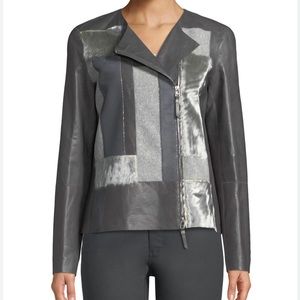 Lafayette 148 New York Toluca Lambskin Jacket with Calf Hair Patchwork